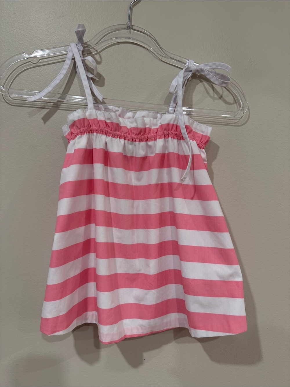 The Beaufort Bonnet Company Pink & White Striped Tie-Shoulder Swing Tank Cotton